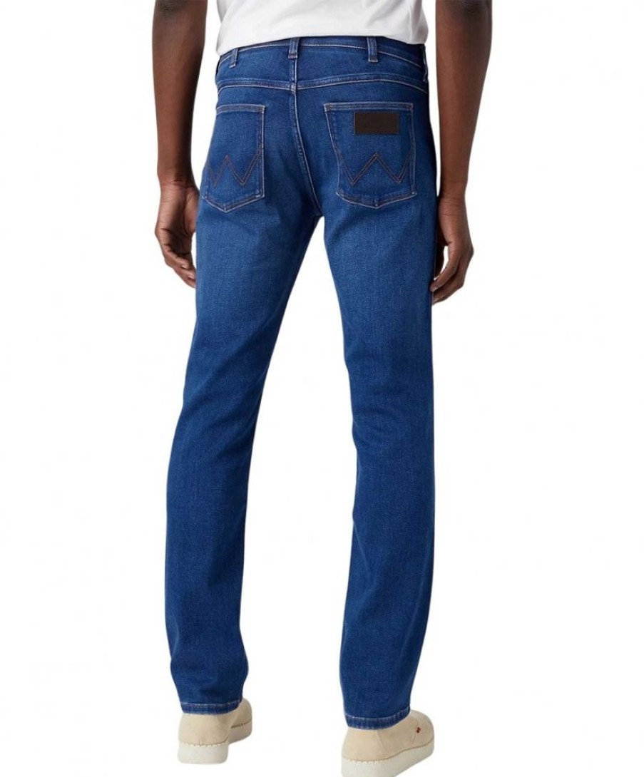 Herren Wrangler Stretch Jeans | Wrangler Greensboro Jeans In Blauem High-Stretch-Denim