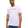 Herren Mustang Shirts | Mustang Print Shirt Alex C Mit Logo In Weis