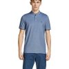 Herren Jack & Jones Shirts | Jack & Jones Poloshirt Paulos Mit Mao Kragen In Blau