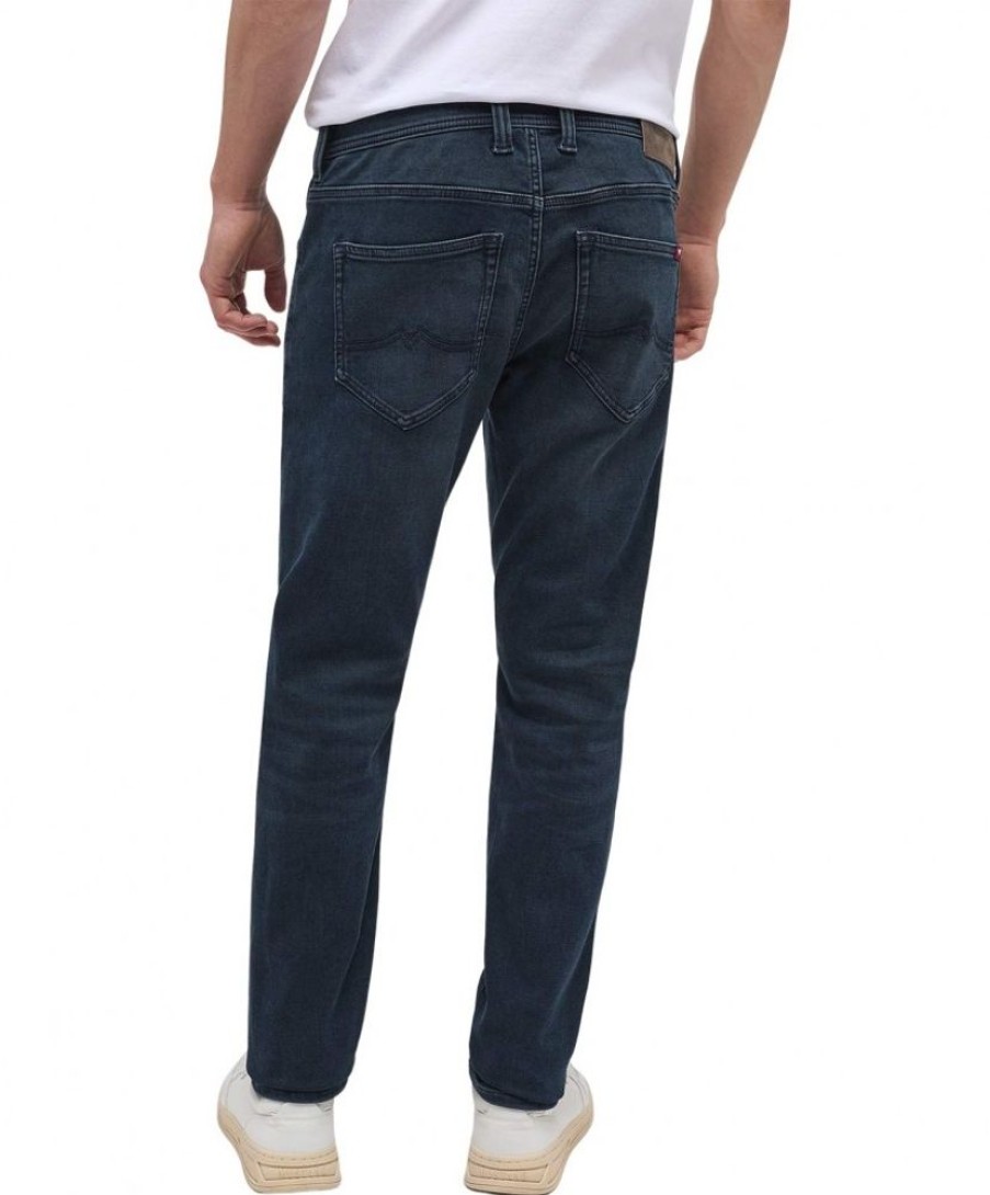 Herren Mustang Stretch Jeans | Mustang Oregon Slim Fit Jeans In Dunkler Blauton Waschung