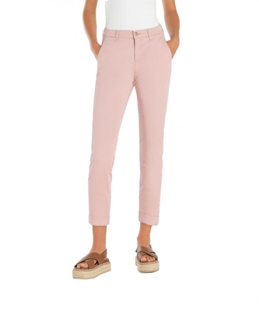 Damen MAC Chinohosen | Mac Chino Turn Up Mit Gekrempelten Saum In Rosa