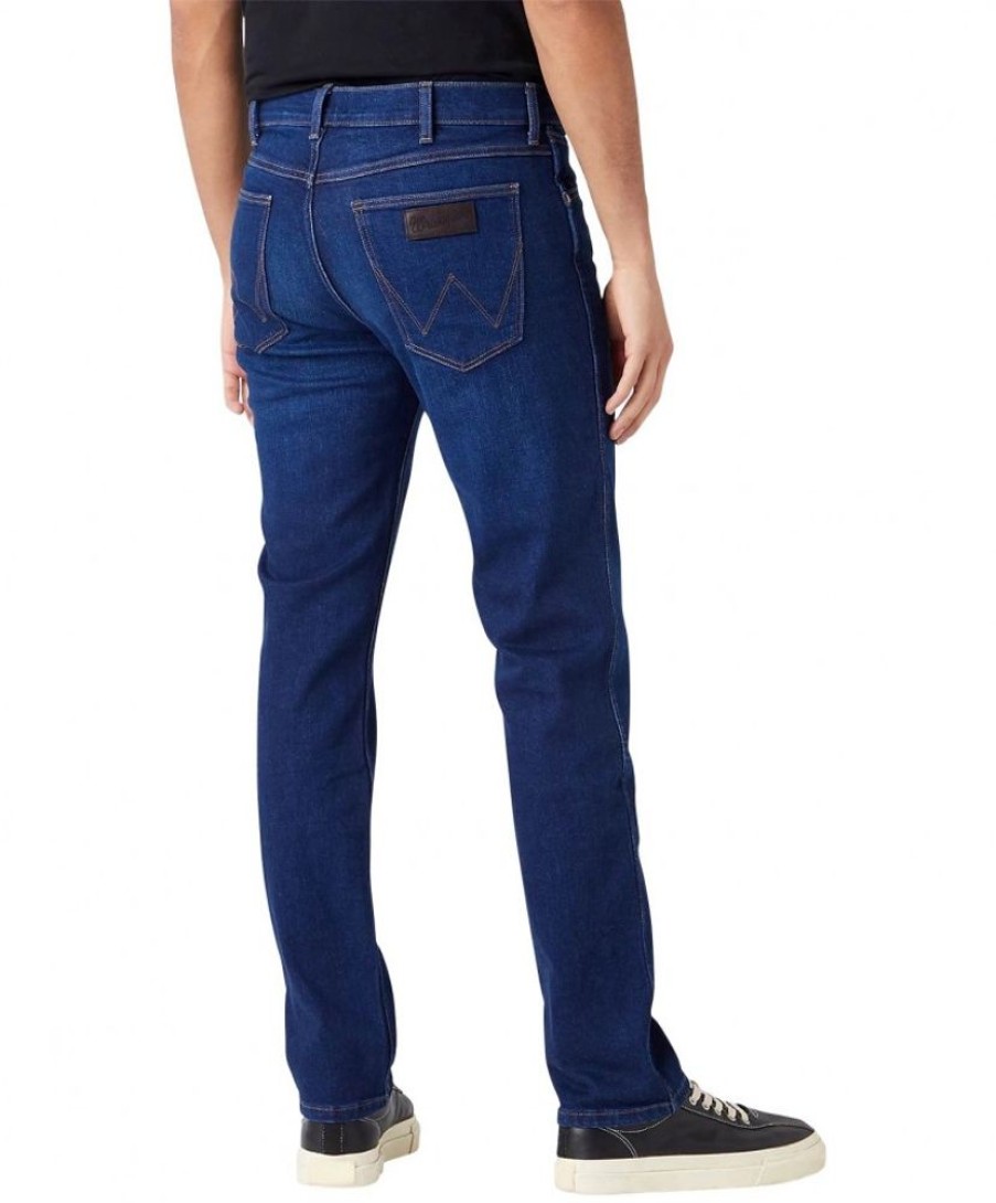 Herren Wrangler Straight Leg | Wrangler Jeans Straight Greensboro In Blauem Used-Look