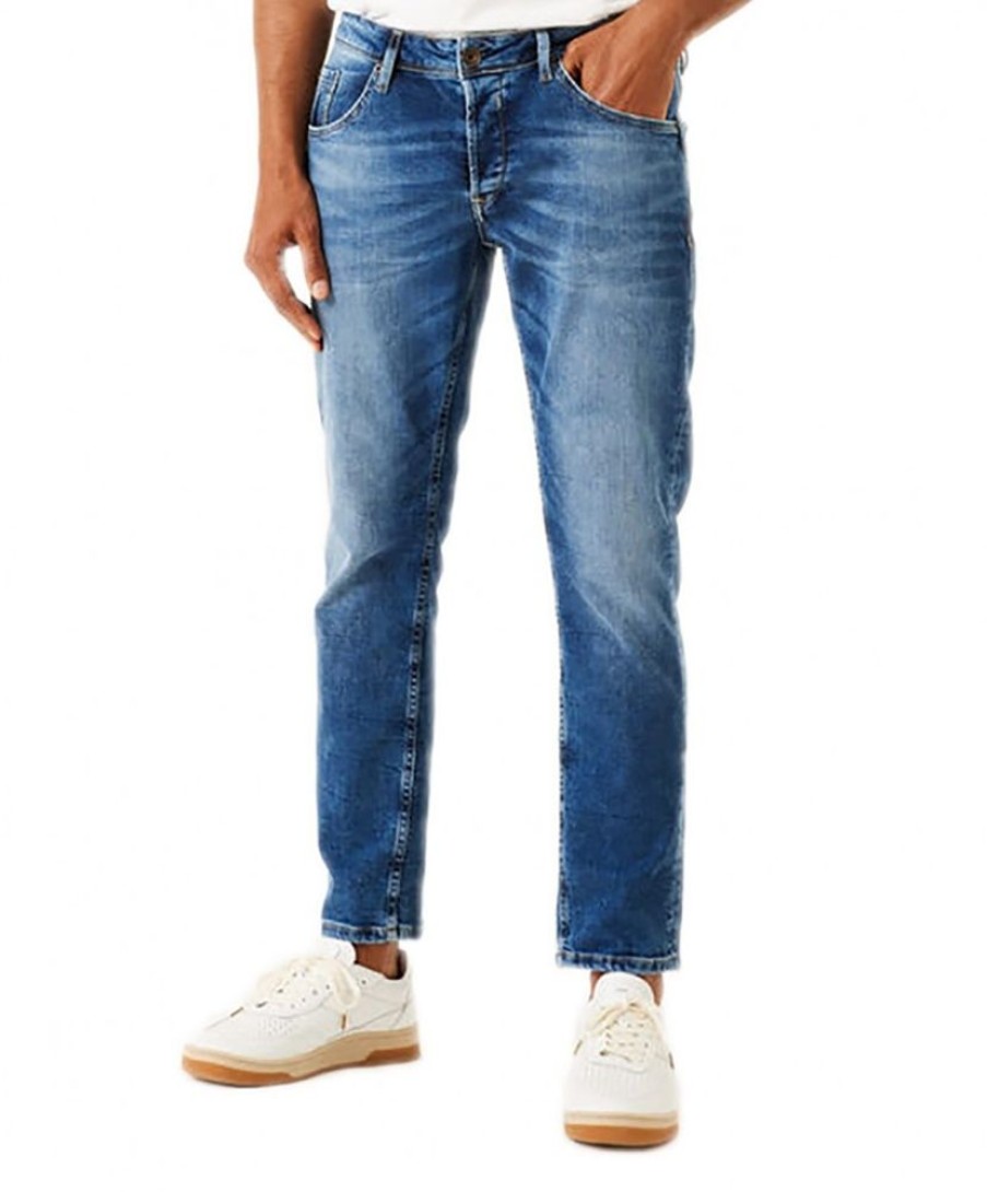 Herren Garcia Slim Fit | Garcia Herren Jeans Slim Fit Savio In Blauen Vintage Denim