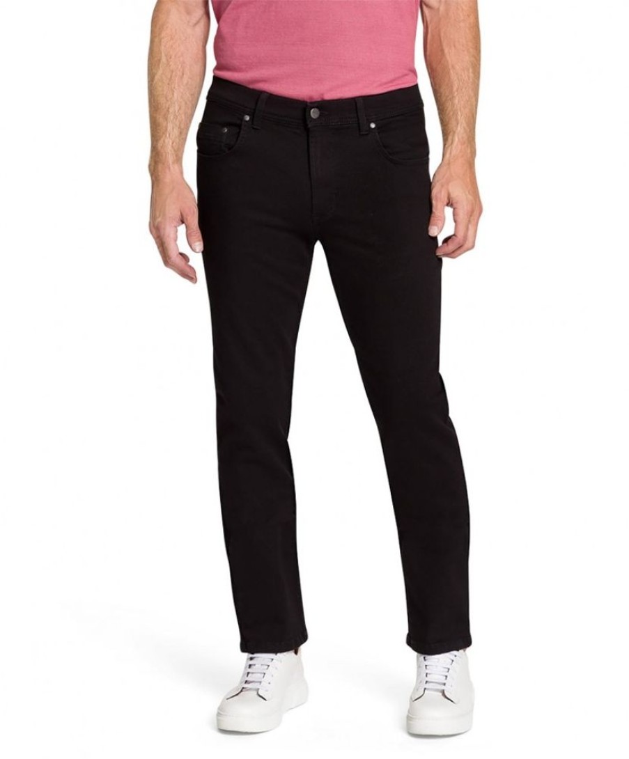 Herren Pioneer Regular Fit | Pioneer Megaflex Rando Jeans In Schwarz Mit Normalem Schnitt