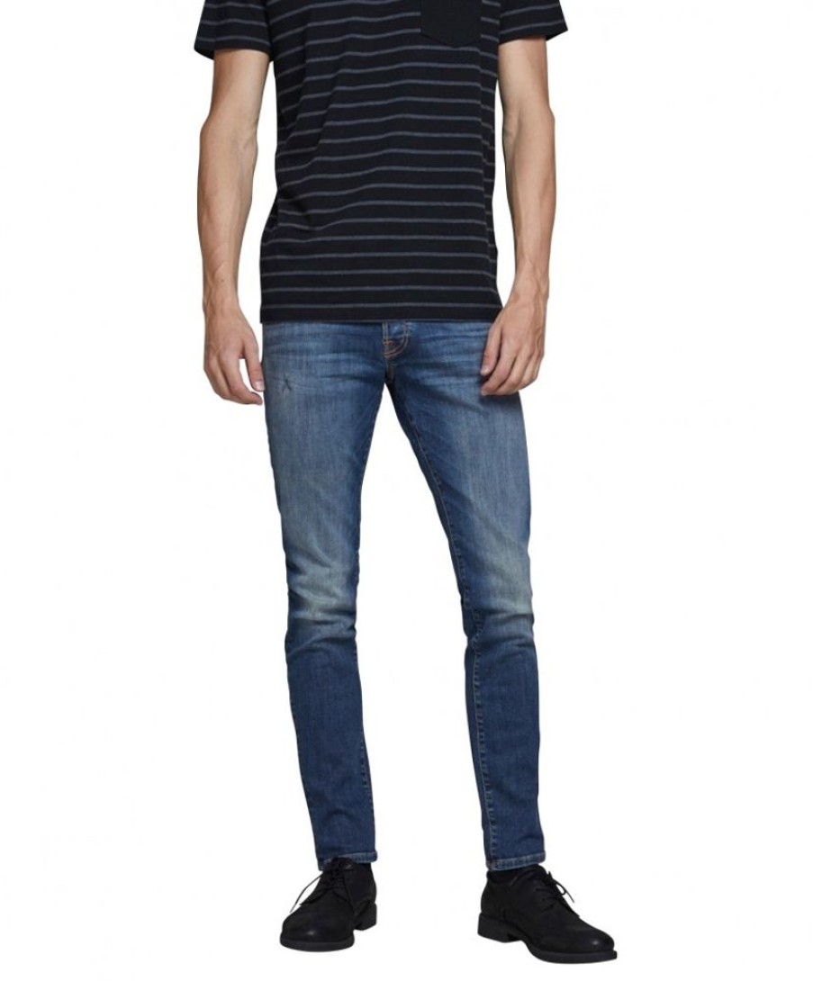 Herren Jack & Jones Slim Fit | Jack & Jones Jeans Slim Fit Glenn Fox In Mittelblau