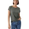 Damen Vero Moda Shirts | Vero Moda T-Shirt Ava Mit Rundhals In Grunem Laurel Wreath