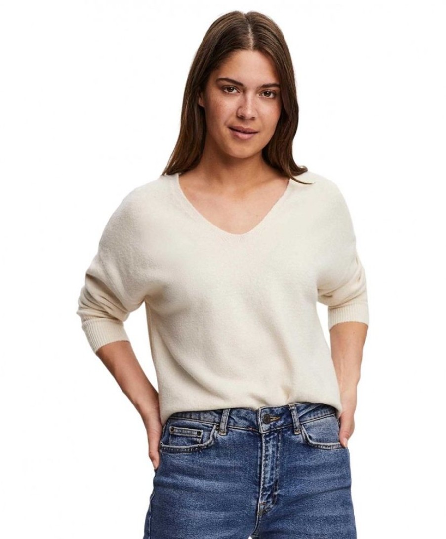 Damen Vero Moda Pullover | Vero Moda Strickpullover Doffy Mit Ballonarmel In Birch