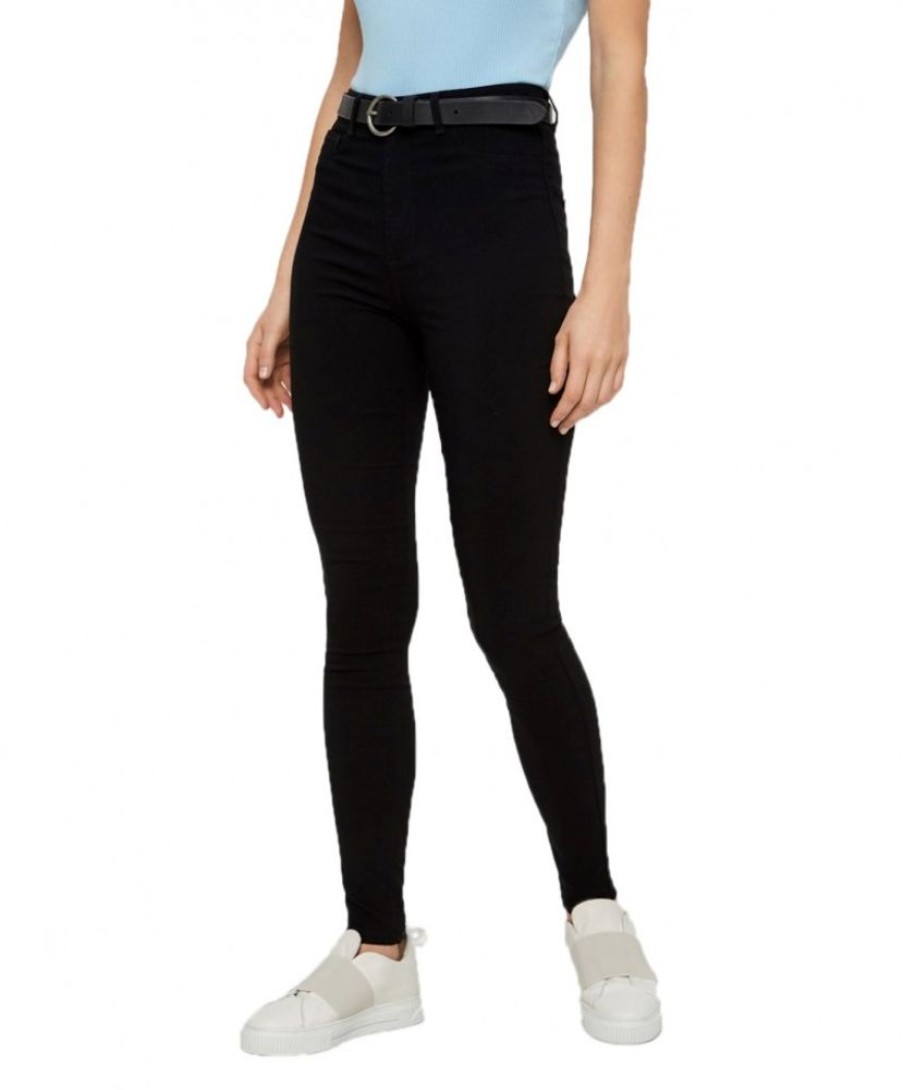 Damen Pieces Skinny | Pieces Jeggings Mit Hohe Taille In Schwarz