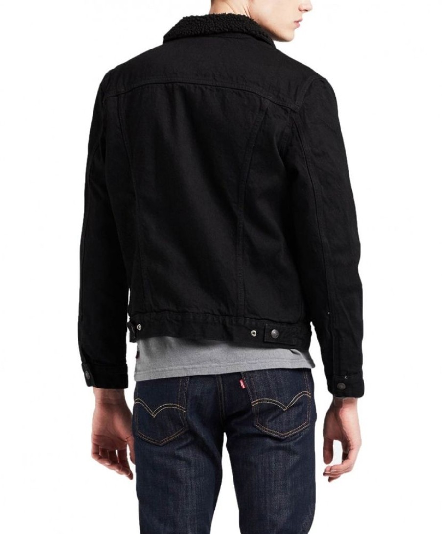 Herren Levis Jacken | Levi'S Jeansjacke Sherpa Trucker In Schwarzem Berk