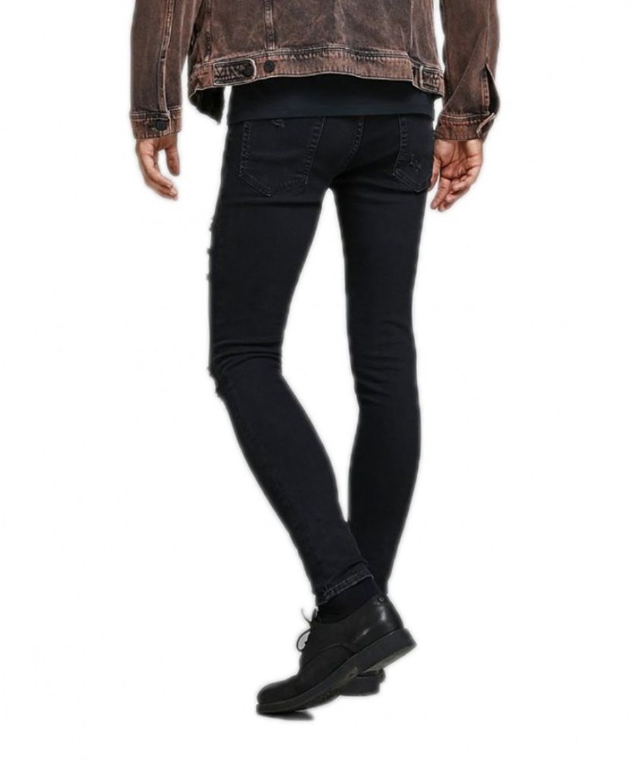 Herren Jack & Jones Skinny Fit | Jack & Jones Skinny-Jeans Liam Im Schwarzem Destroyed-Look