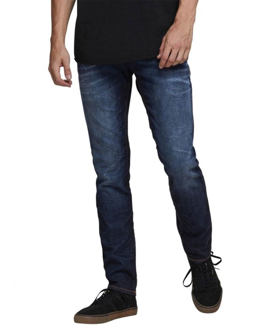 Herren Jack & Jones Slim Fit | Jack & Jones Straight Jeans Tim Mit Tobacco-Nahten