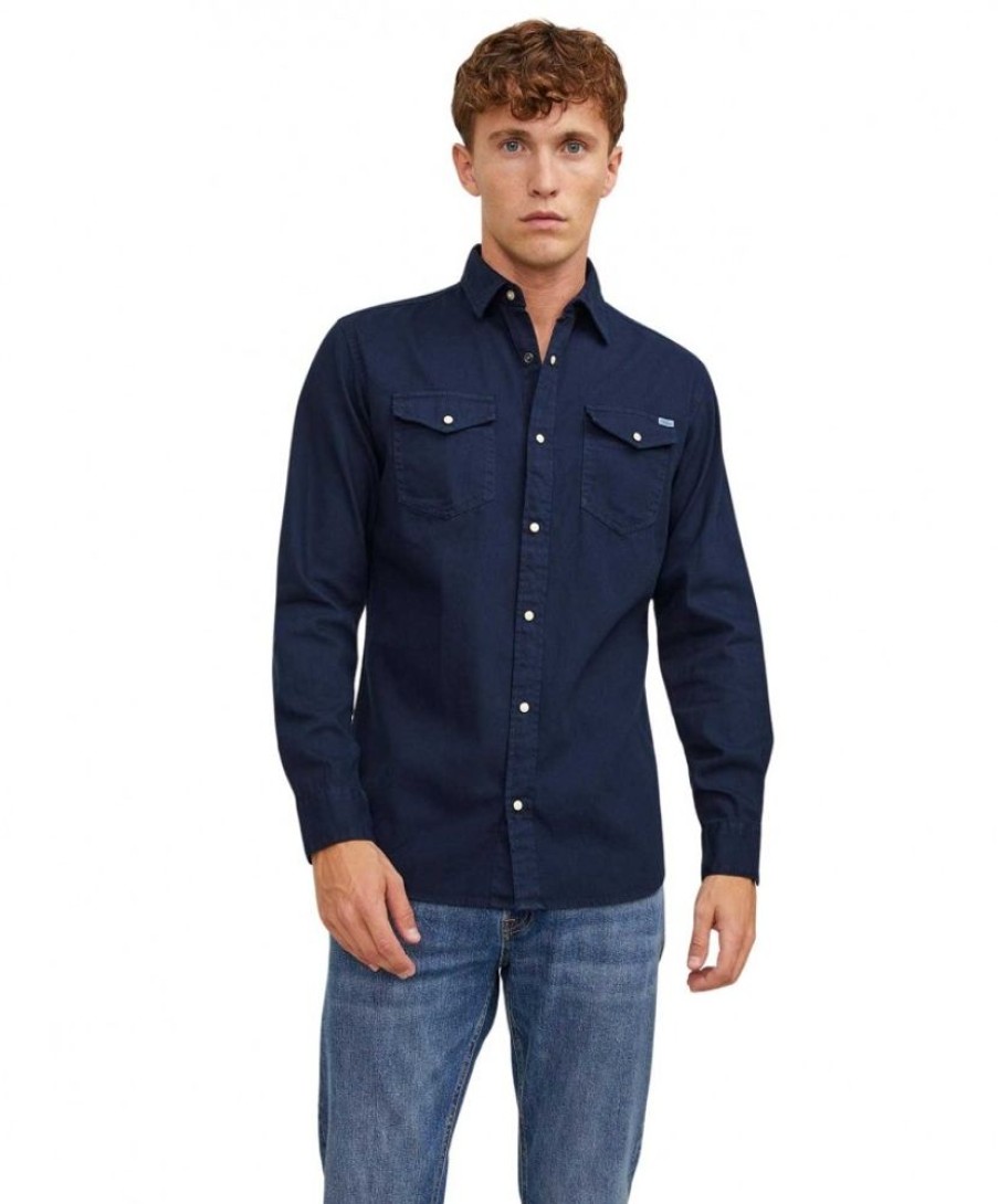 Herren Jack & Jones Hemden | Jack & Jones Jeanshemd Heridan Shirt In Dunkelblau