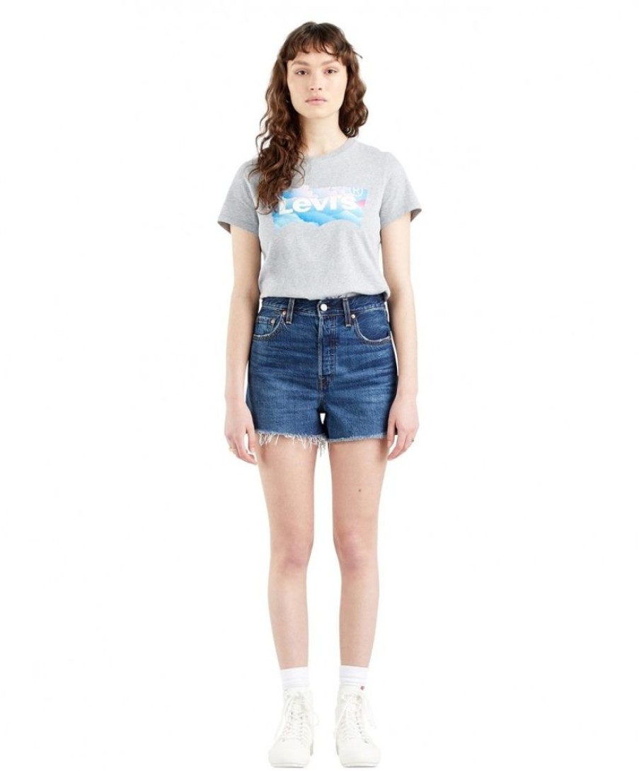 Damen Levis Shorts | Levi'S Jeans-Shorts Ribcage In Noe Five Mit Fransigem Saum