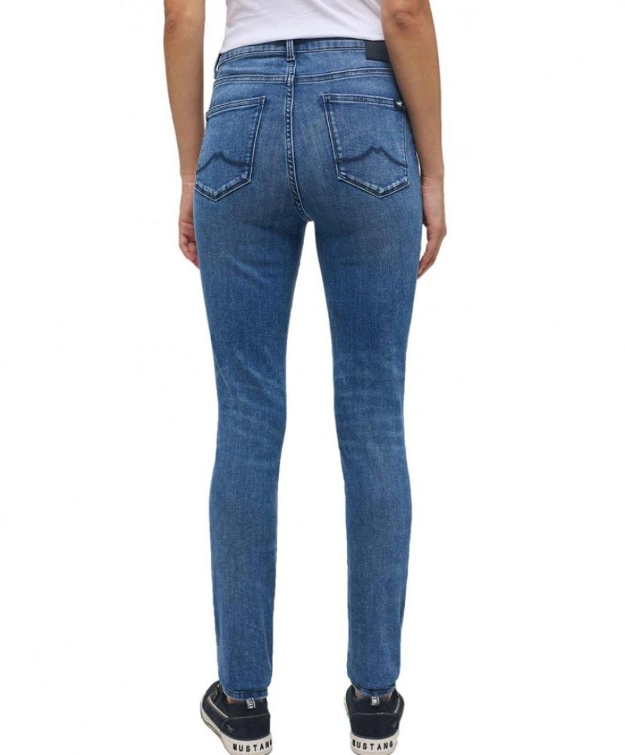 Damen Mustang Skinny | Mustang Georgia Jeans Skinny Fit In Mittelblauer Used-Optik