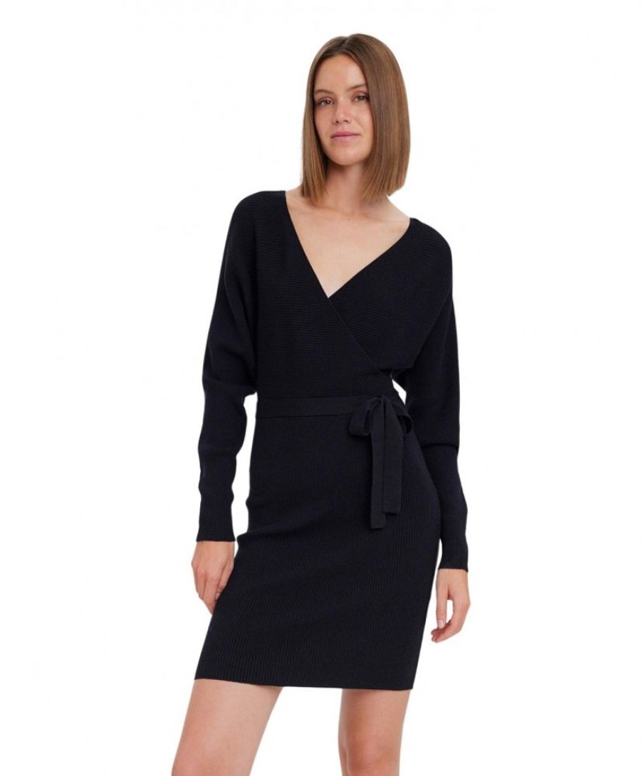 Damen Vero Moda Kleider | Vero Moda Strickkleid Hollyrem In Elegantem Schwarz