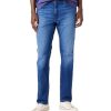 Herren Wrangler Straight Leg | Wrangler Greensboro Jeans Straight Fit In Blauem Used Look