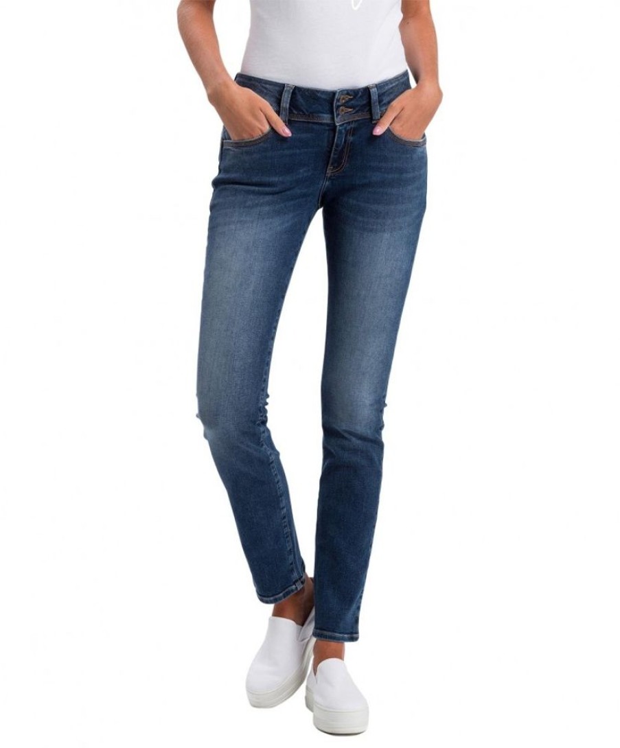 Damen Cross Regular | Cross Jeans Regular Fit Loie In Dark Blue Mit Doppelknopf