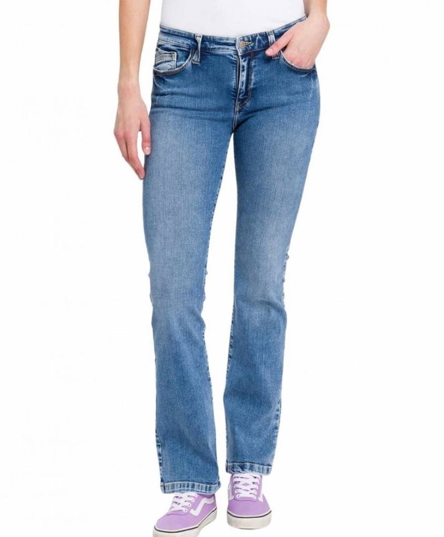 Damen Cross Bootcut | Cross Jeans Lauren Mit Bootcut Mit High Waist In Hellblau