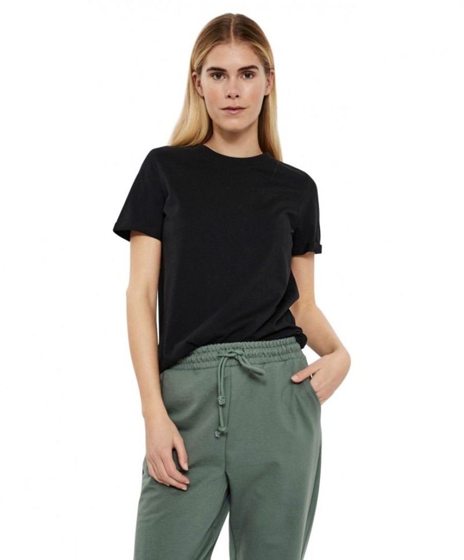 Damen Vero Moda Shirts | Vero Moda Damen Basic T-Shirt Paula In Schwarz