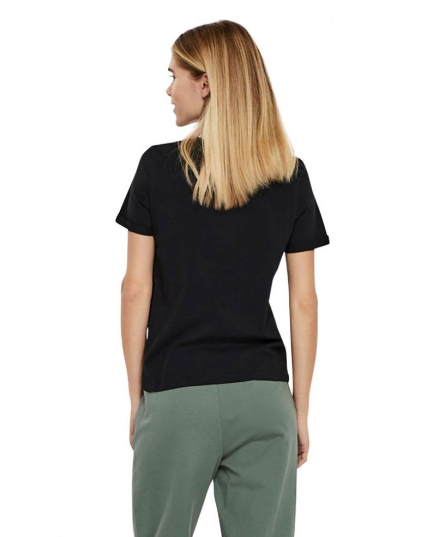 Damen Vero Moda Shirts | Vero Moda Damen Basic T-Shirt Paula In Schwarz