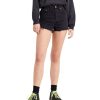 Damen Levis Shorts | Levi'S Ribcage Shorts In Black Lake Mit Fransigem Saum