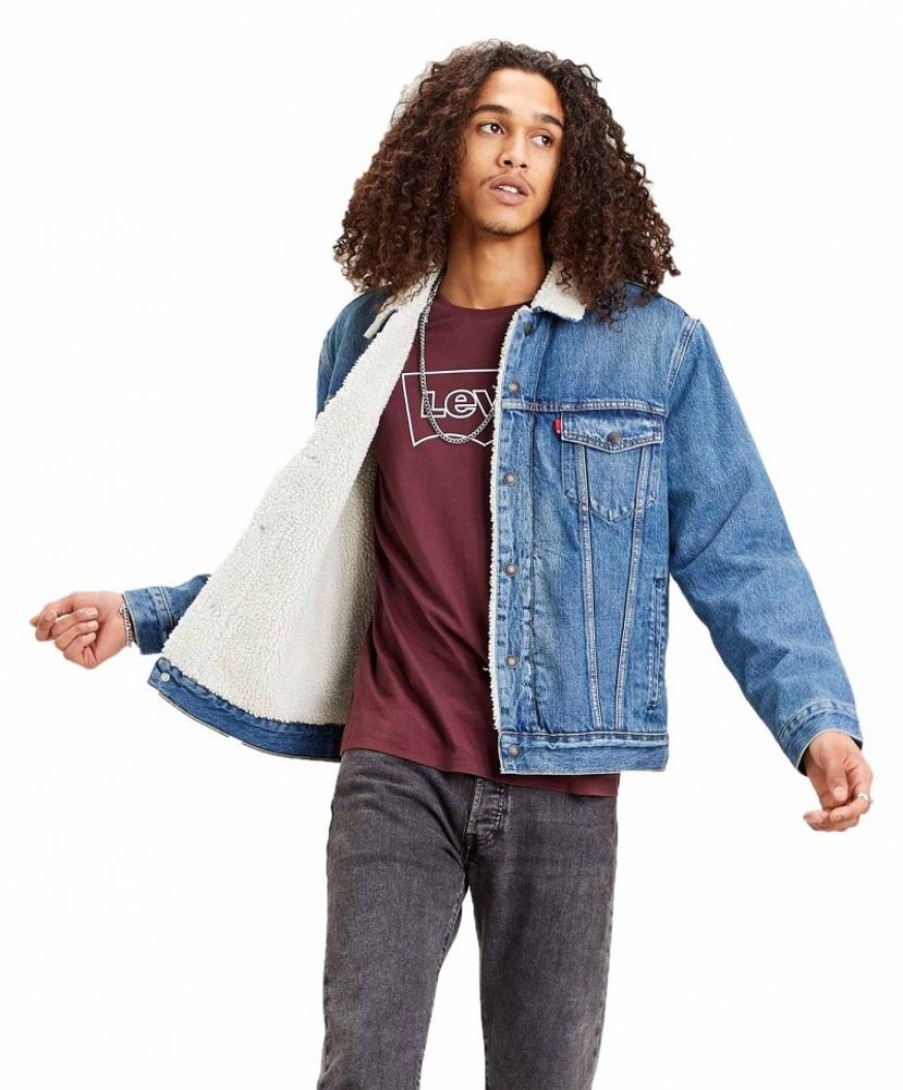 Herren Levis Jacken | Levi'S Herren Jeansjacke Sherpa Trucker In Farble