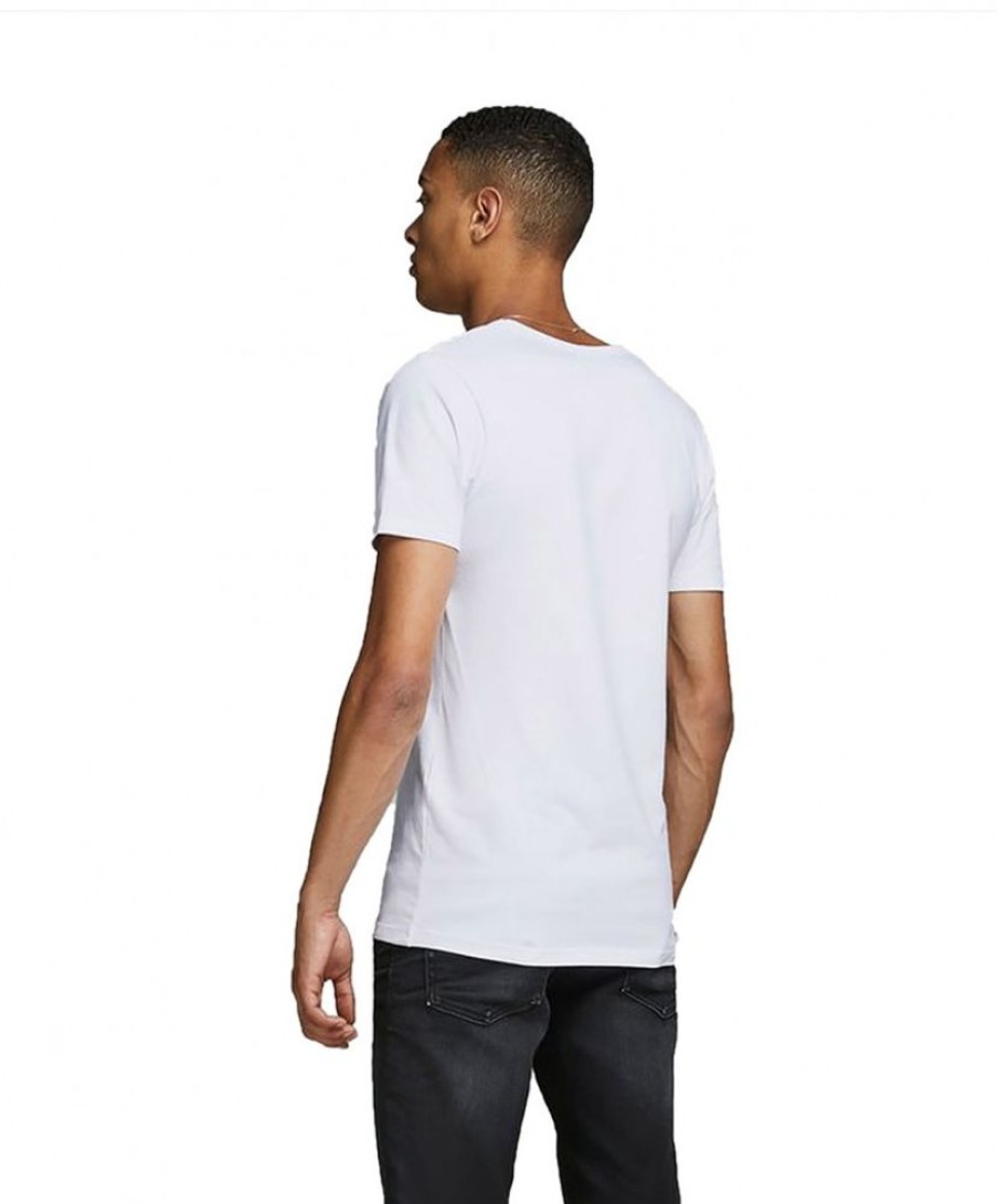 Herren Jack & Jones Shirts | Jack & Jones T-Shirt Basic V-Neck In Weis