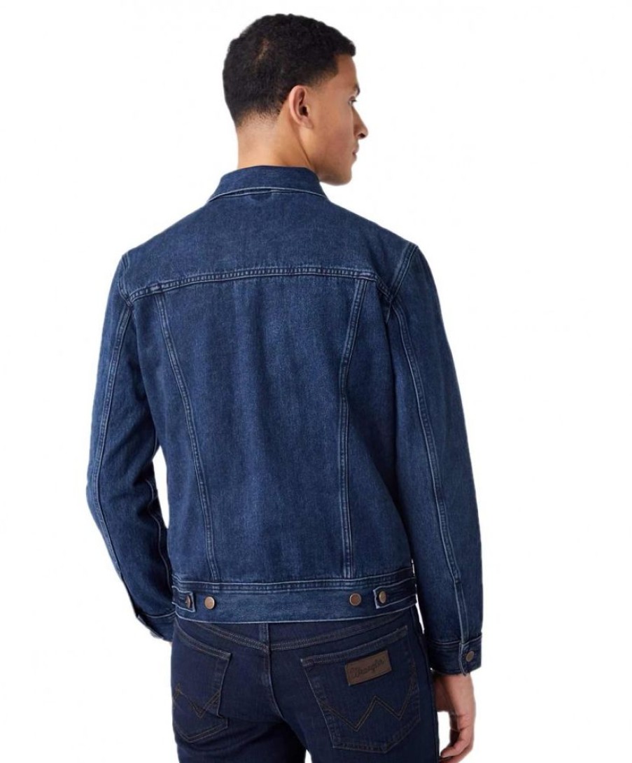 Herren Wrangler Jacken | Wrangler Jeansjacke Aus Bio-Baumwolle In Coalblue Stone