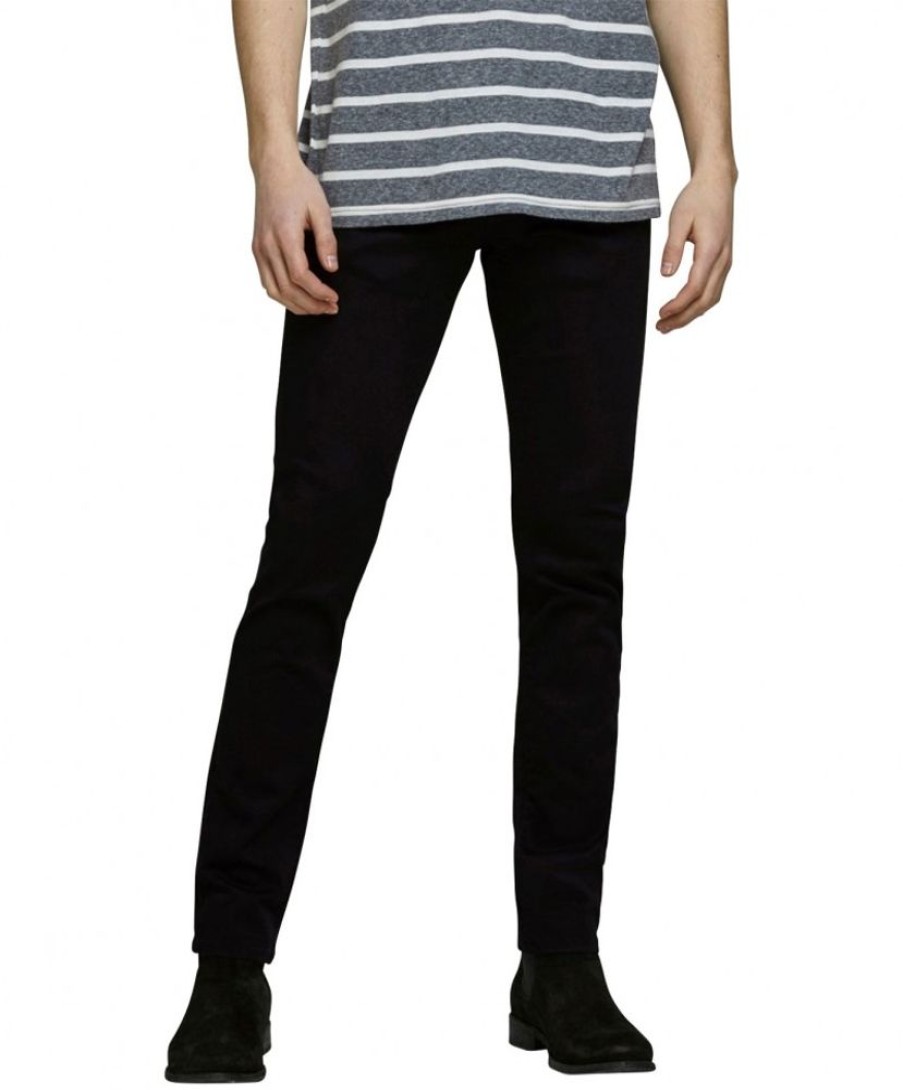 Herren Jack & Jones Slim Fit | Jack & Jones Jeans Slim Fit Glenn Icon Aus Schwarzem Super-Stretch