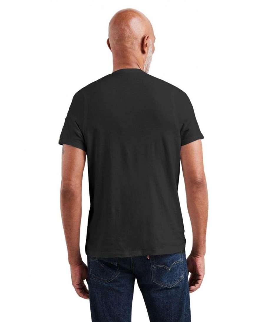 Herren Levis Shirts | Levis Herren T-Shirt V-Neck Housemark In Schwarz