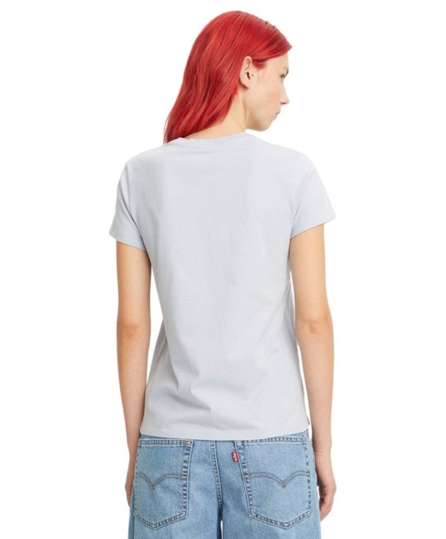 Damen Levis Shirts | Levi'S T-Shirt Perfect Tee Mit Logo-Aufnaher In Hellblau