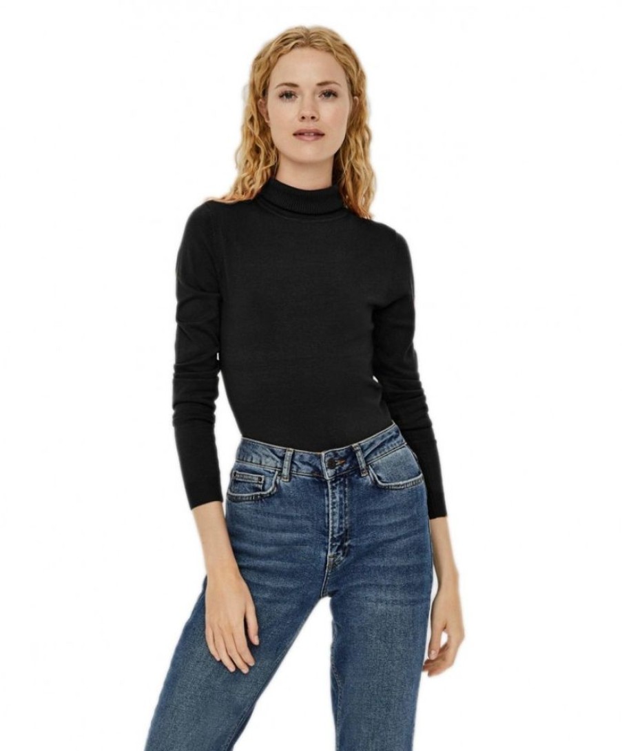 Damen Vero Moda Pullover | Vero Moda Damen Pullover Mit Rollkragen Glory In Schwarz