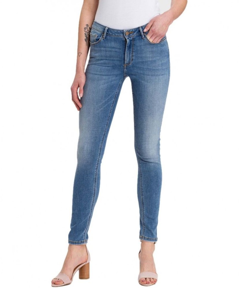 Damen Cross Slim Fit | Cross Anya - Hellblaue Slim-Fit-Jeans Mit Hohem Bund