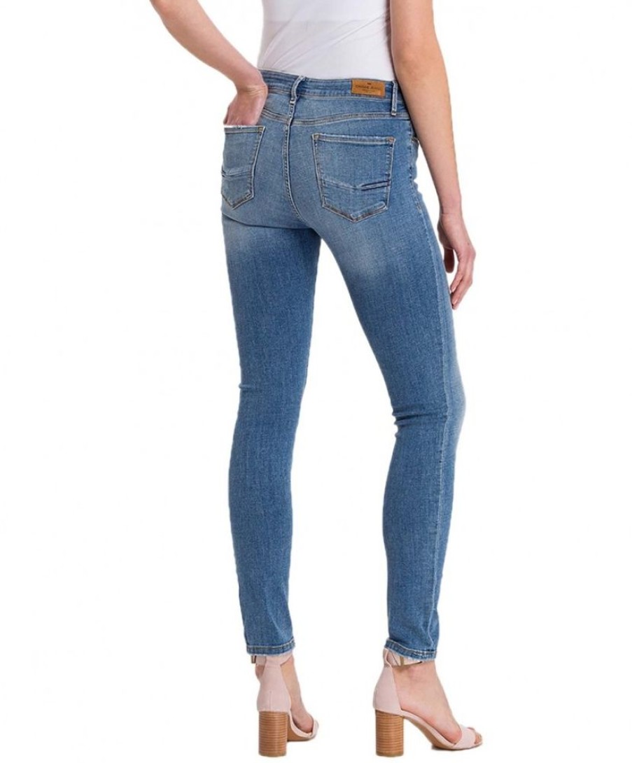 Damen Cross Slim Fit | Cross Anya - Hellblaue Slim-Fit-Jeans Mit Hohem Bund