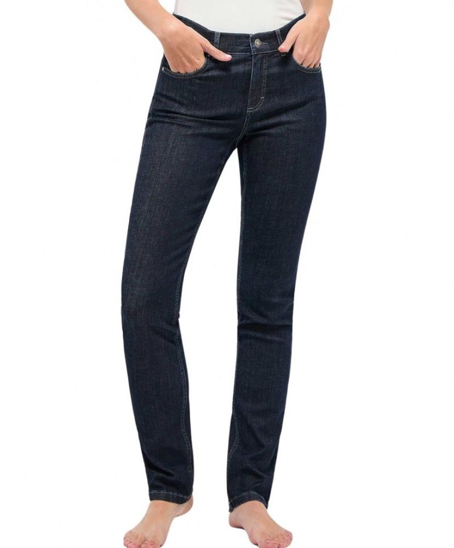 Damen Angels Straight Leg | Angels Jeans Cici Aus Sportiven Denim In Dark Indigo