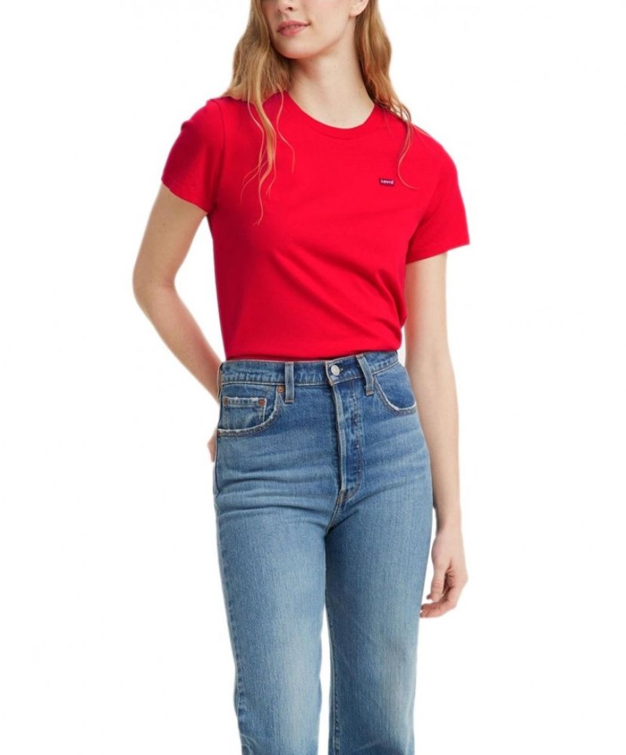 Damen Levis Shirts | Levi'S T-Shirt Perfect Tee In Poppy Red Mit Mini-Logo