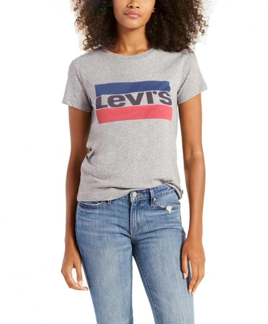 Damen Levis Shirts | Levi'S Damen T Shirt The Perfect Tee In Sportswear Smokestack