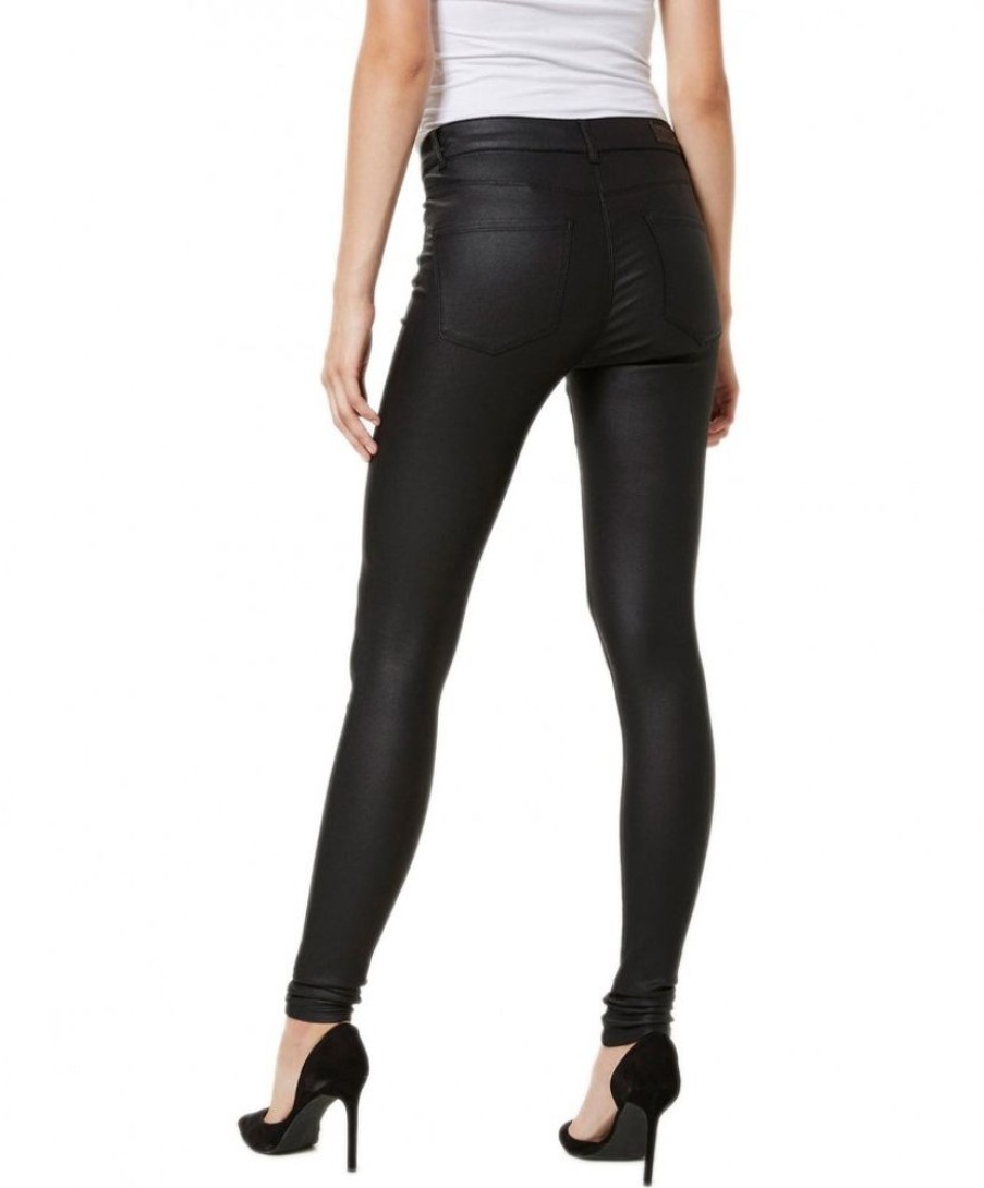 Damen Vero Moda Skinny | Vero Moda Coated Jeans Skinny Fit Seven In Schwarz