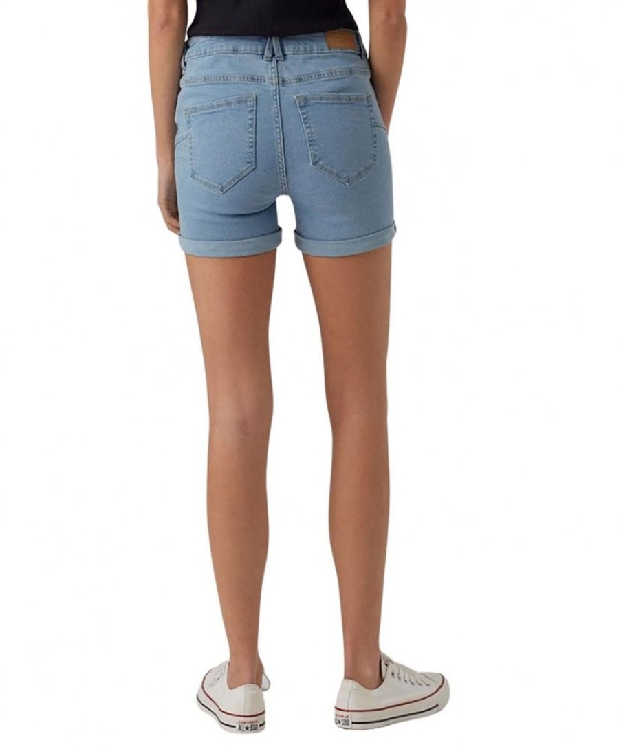 Damen Vero Moda Shorts | Vero Moda Jeans Shorts Luna Mit Umschlagsaum In Stonewash