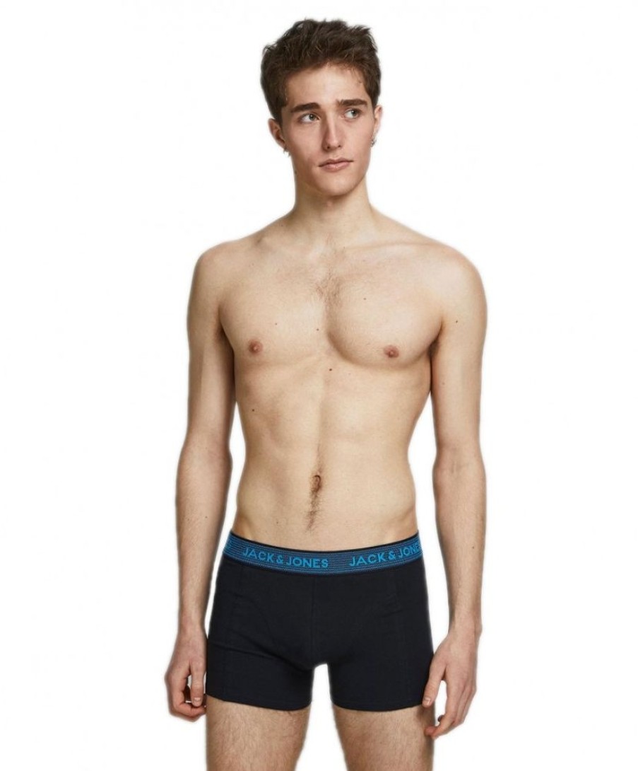 Herren Jack & Jones Unterwasche | Jack & Jones Boxershorts Einfarbig (3 Stuck) In Schwarzem Asphalt | Jeans-Meile.De