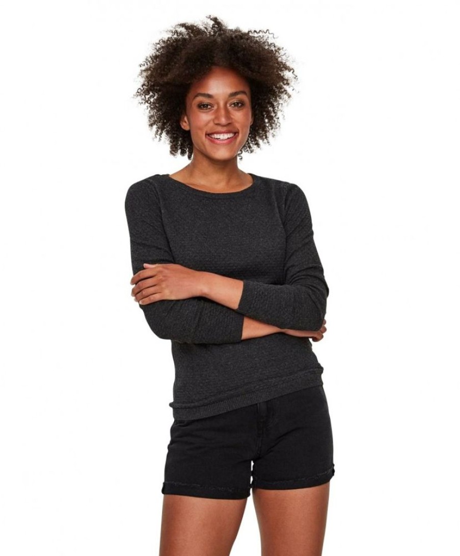 Damen Vero Moda Pullover | Vero Moda Damen Strukturpullover Care In Schwarz