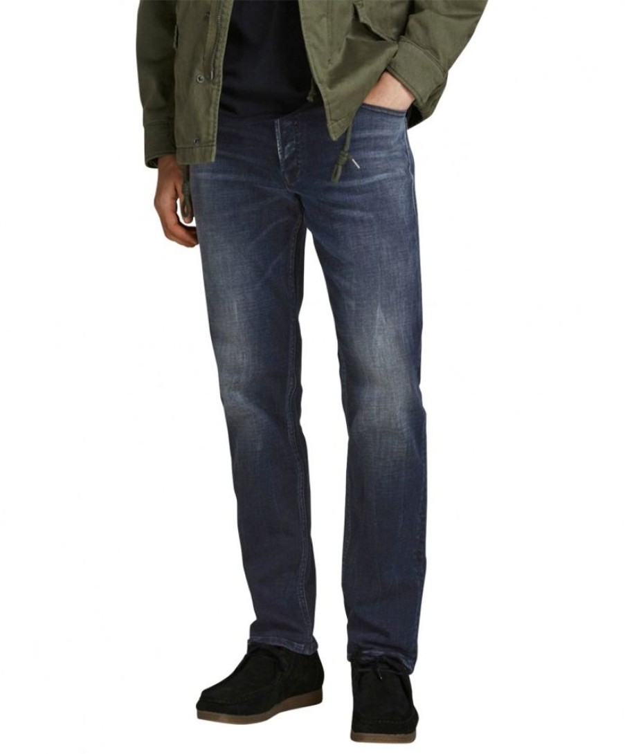 Herren Jack & Jones Slim Fit | Jack & Jones Jeans Slim Straight-Fit Tim In Blue Used