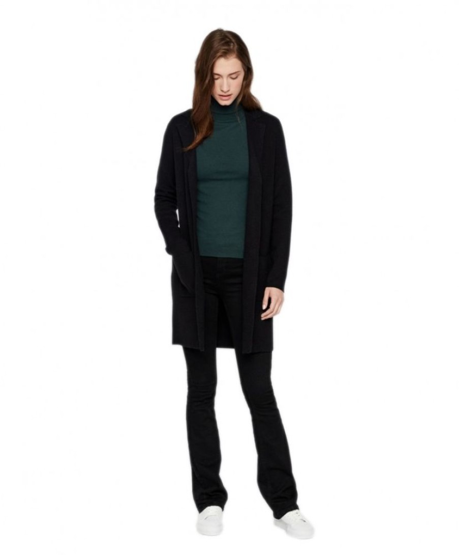 Damen Vero Moda Jacken | Vero Moda Langer Cardigan Tasty In Schwarz Mit Pattentaschen