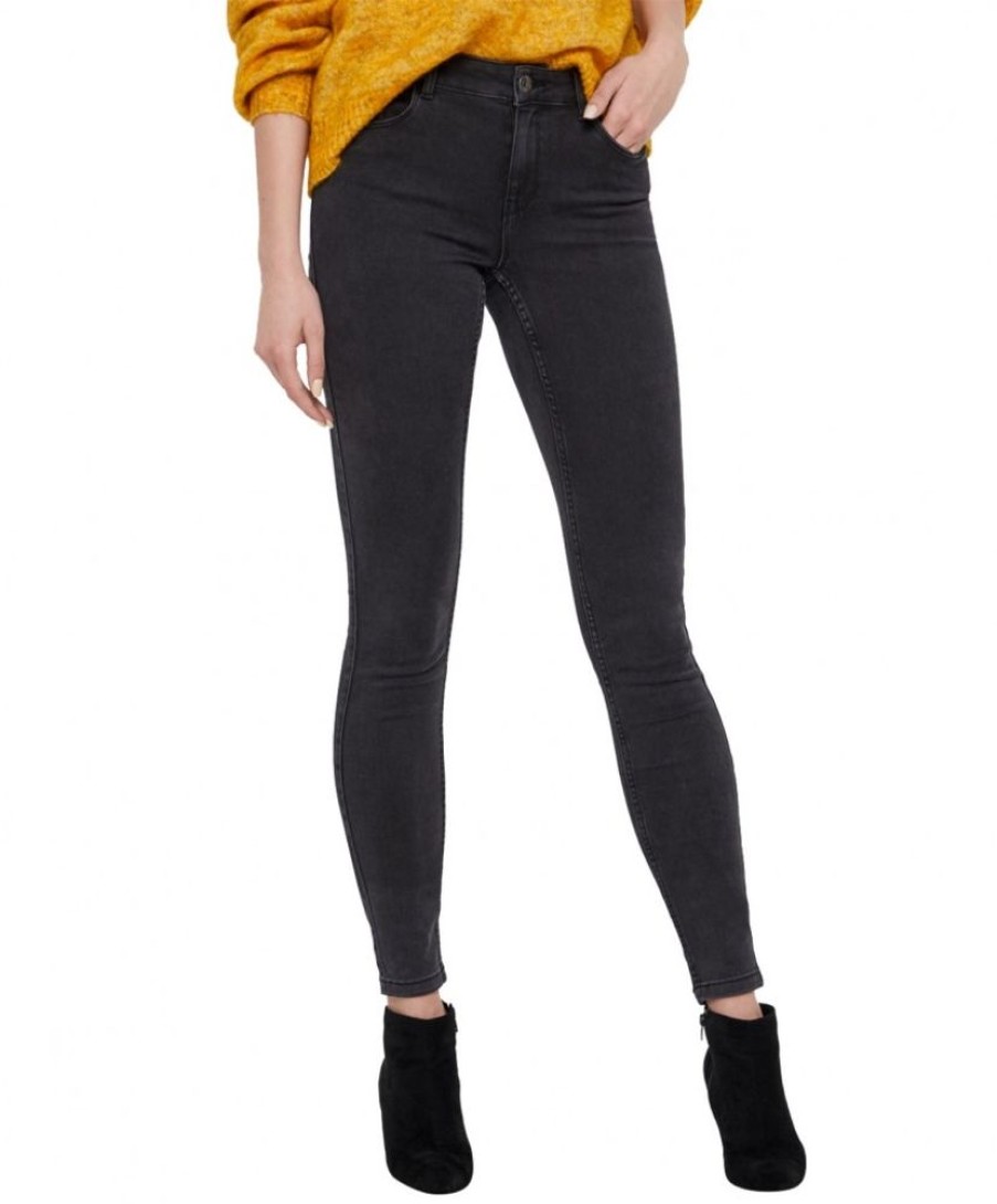 Damen Vero Moda Skinny | Vero Moda Push-Up-Jeans Seven In Grauem Dark Grey