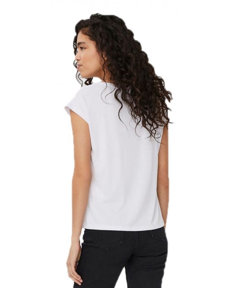 Damen Vero Moda Shirts | Vero Moda T-Shirt Filli Mit V-Ausschnitt In Weis