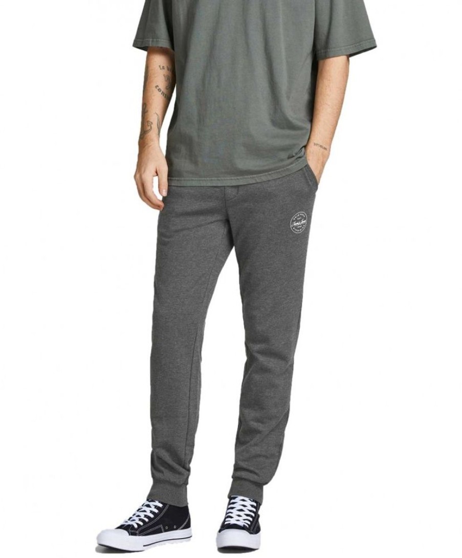 Herren Jack & Jones Jogginghosen | Jack & Jones Jogginghose Gordon Aus Dunkelgrauer Baumwolle