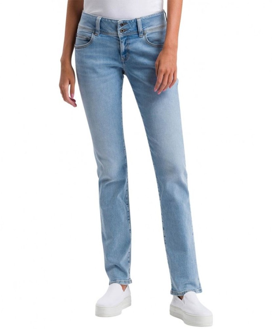 Damen Cross Regular | Cross Damen-Jeans Loie Mit Doppelknopf In Hellblau