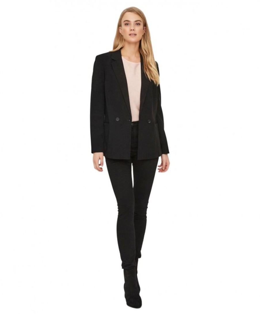 Damen Vero Moda Jacken | Vero Moda Damen Longblazer Emily In Schwarz