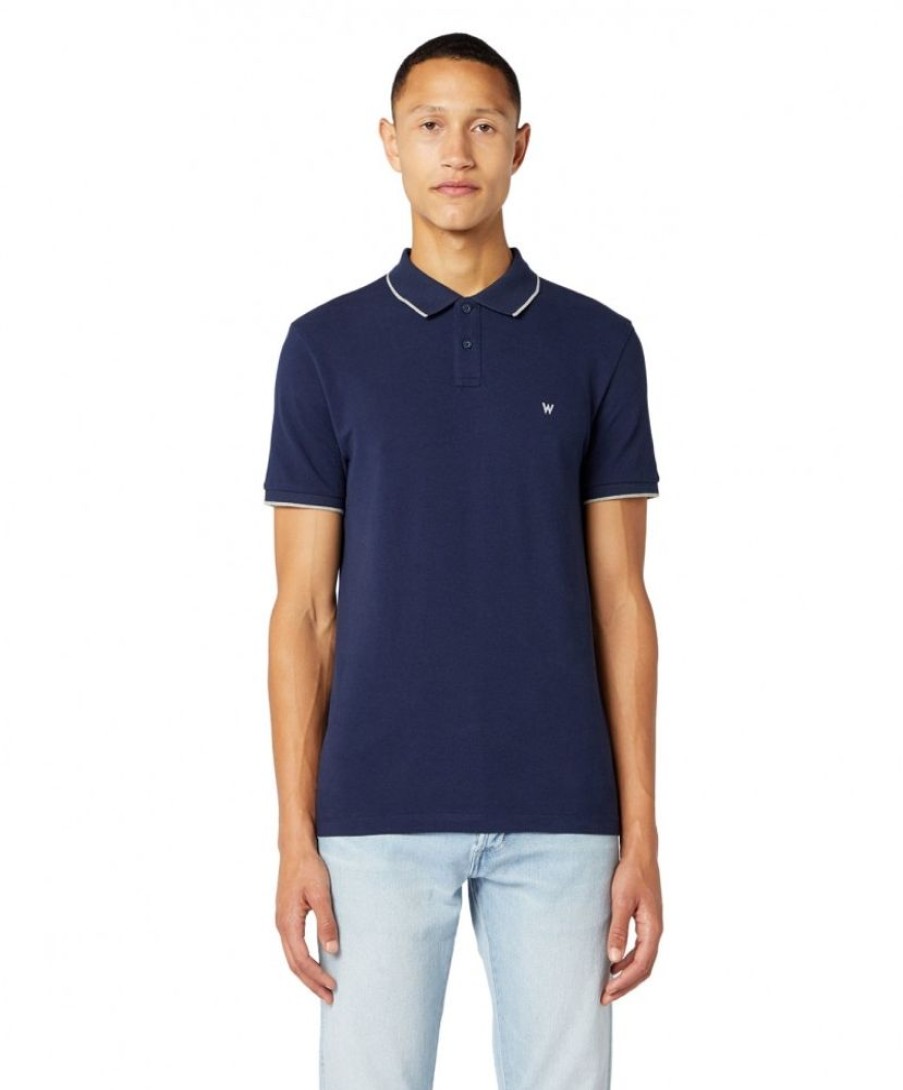 Herren Wrangler Shirts | Wrangler Shirt Pique Polo In Blauem Classic-Navy