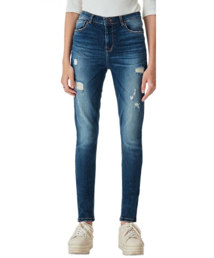 Damen LTB Skinny | Ltb Jeans Skinny Fit Amy In Blauem Destroyed Look